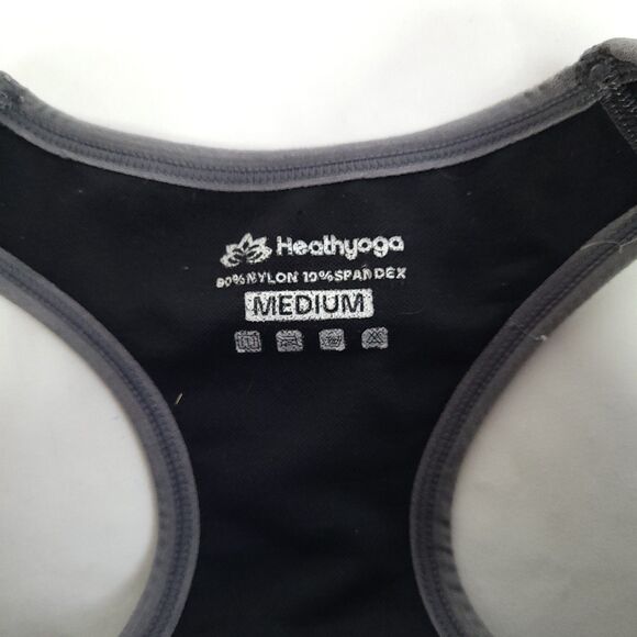 Healthy Yoga Sports Bra Top  Black Size Medium w/padded inserts Workout Exercise - Picture 6 of 8